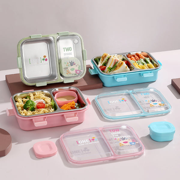 2 Compartment Stainless Steel Lunch Box Lx7120