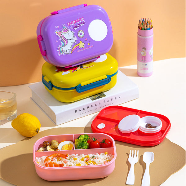 3 Compartment Cartoon Character Plastic Tiffin Box