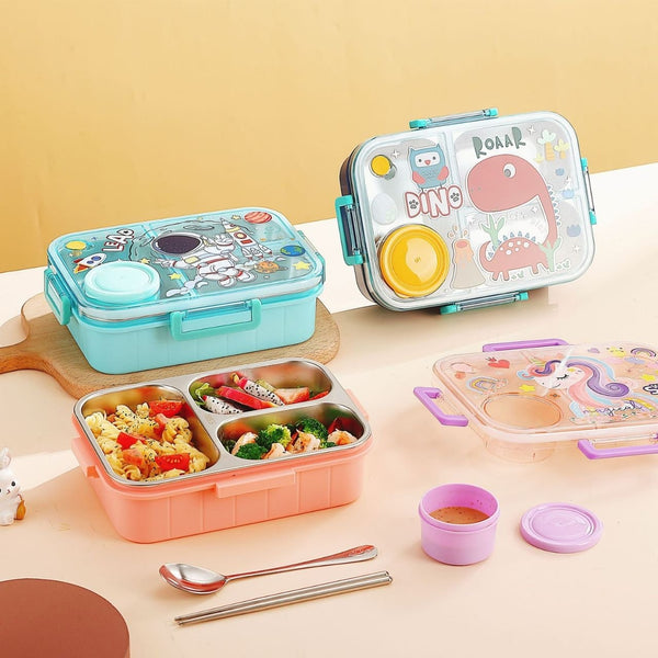 3 Compartment Cartoon Printed Tiffin Box