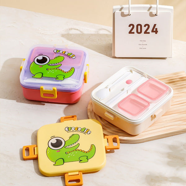 3 Compartment Crocodile Plastic Lunch Box