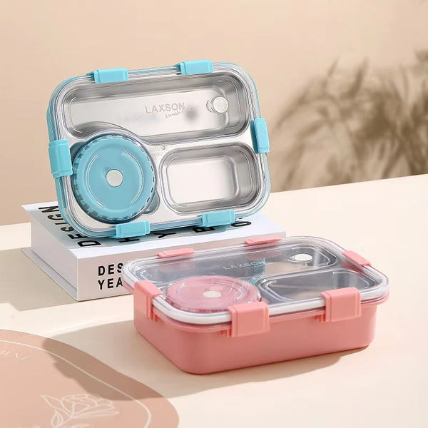3 Compartment Laxson Stainless Steel Lunch Box