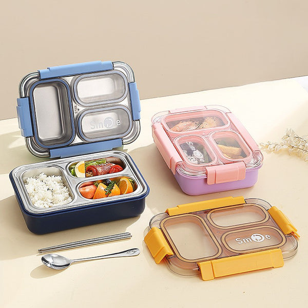 3 Compartment Smile Stainless Steel Lunch Box