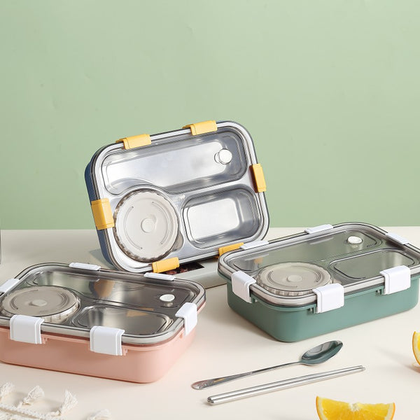 3 Compartment Stainless Steel Lunch Box Lx7095