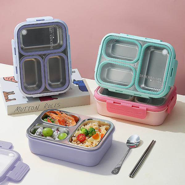 3 Compartment Stainless Steel Lunch Box Lx7097