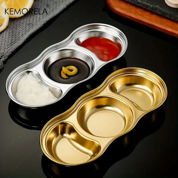 3 Compartment Stainless Steel New Sauce Dish