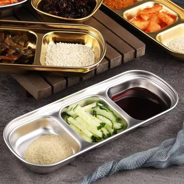 3 Compartment Stainless Steel Sauce Dish