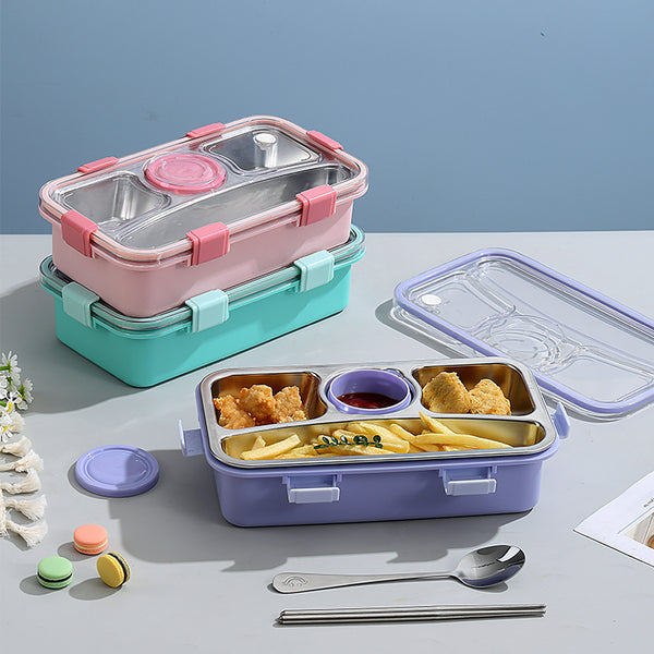 3 Compartment Stainless Steel With Sauce Pot Lx-7109