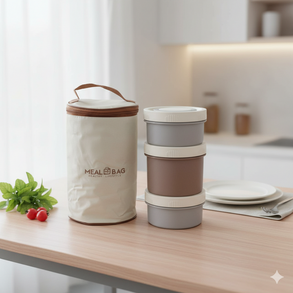 3 Piece Stainless Steel Mixed Color Lunch Box With Foil Bag