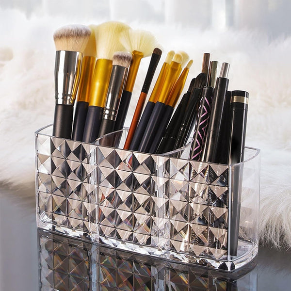 3 Slot Acrylic Cosmetics Brushes Organizer