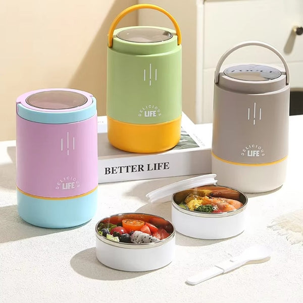 3 layer Stainless Steel Delicious Life Lunch Box With Handle
