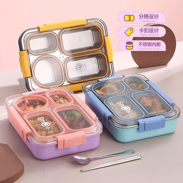 4 Compartment Smile Stainless Steel Lunch Box
