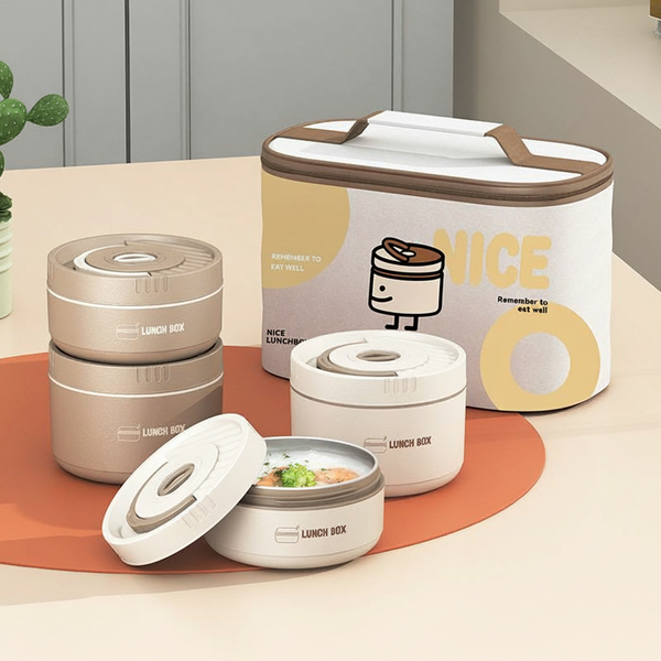 4 Piece Nice Stainless Steel Lunch Box With Foil Bag