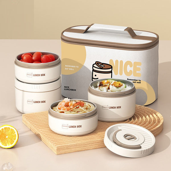 4 Piece Nice Stainless Steel Lunch Box With Foil Bag