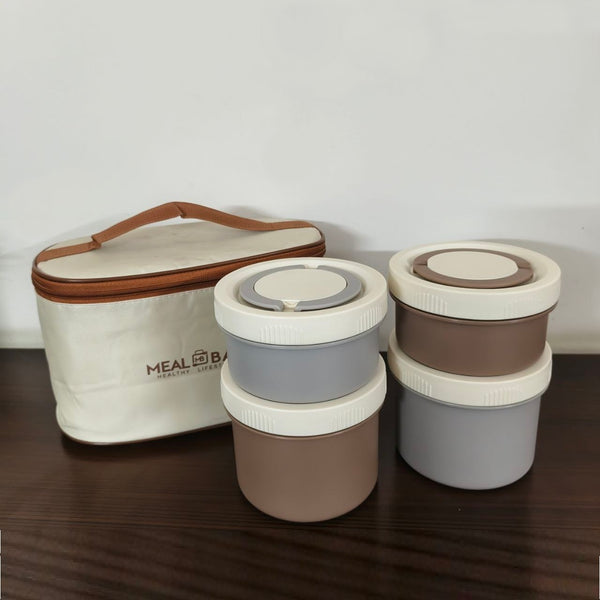 4 Piece Stainless Steel Lunch Box With Foil Bag