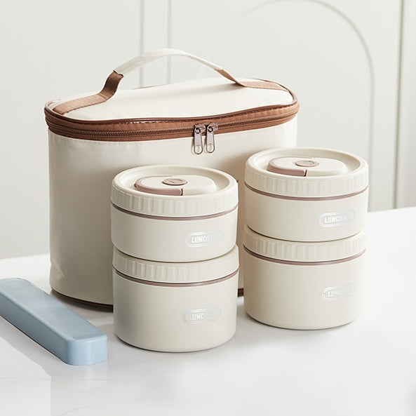 4 Piece Stainless Steel Lunch Box With Foil Bag