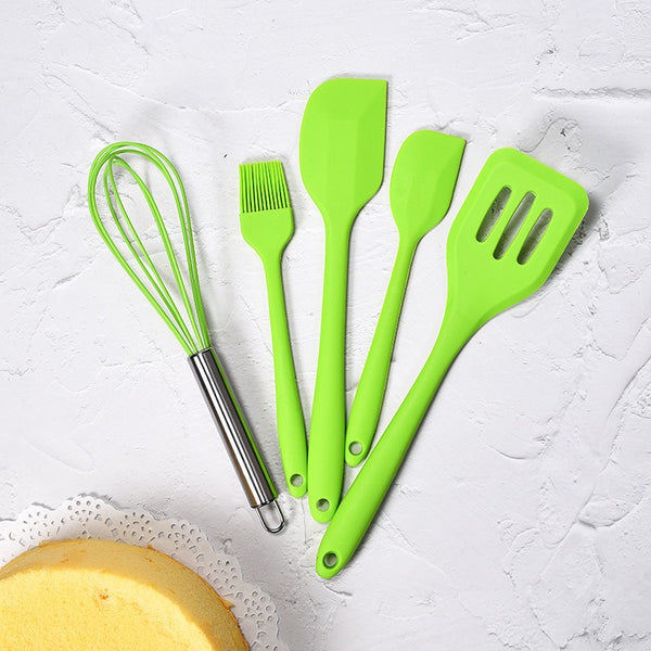 5 Piece Silicone Green kitchen Ware Set