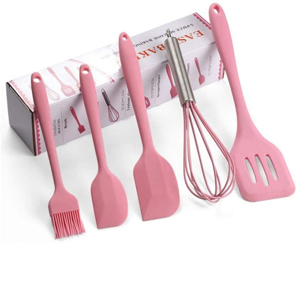 5 Piece Silicone Pink kitchen Ware Set