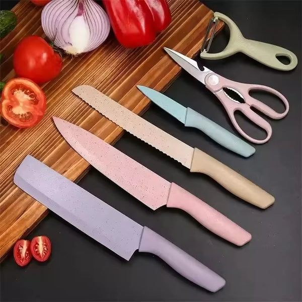 6 Piece Colorful Kitchen Knife Set