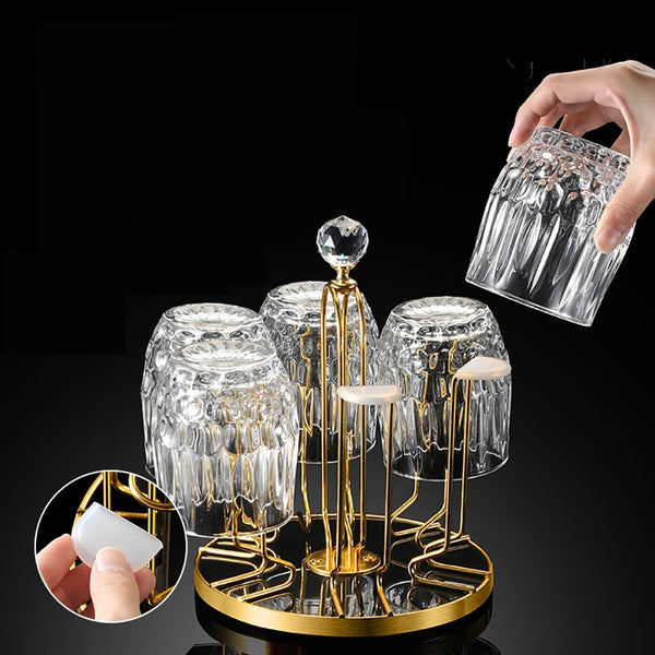 6 Piece Golden Round Glass Stand