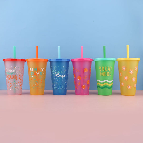 Colorful Plastic Glass With Straw