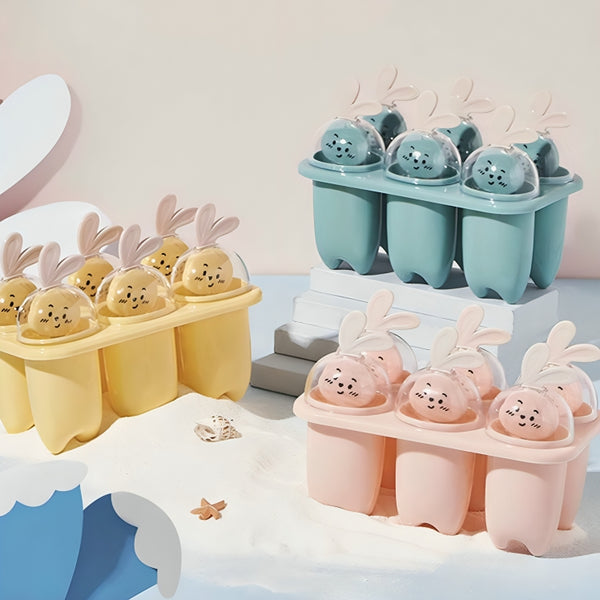 Cute Rabbits Design 6 Piece Ice Cream Mold