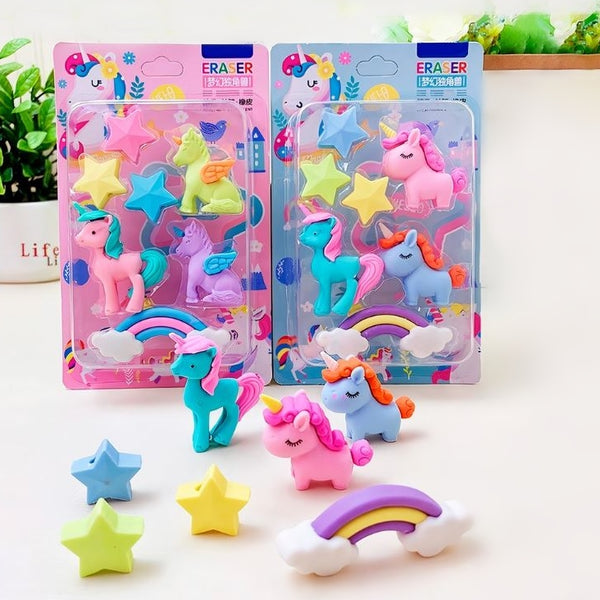 Cute Unicorn Eraser Set