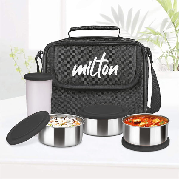 Milton Steel Combi Black Lunch Box