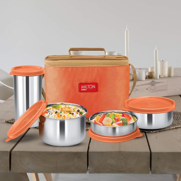 Milton Delicious Combo Insulated Orange Lunch Box