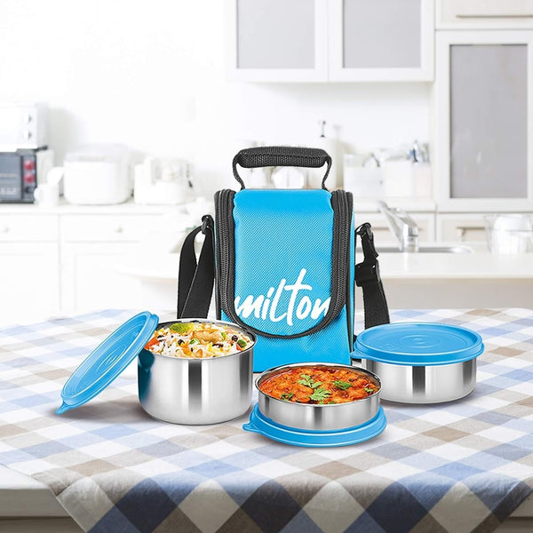 Milton Tasty 3 Sky Blue Lunch Box Combo