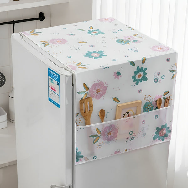 Pink Flower Design Fridge Dust Cover