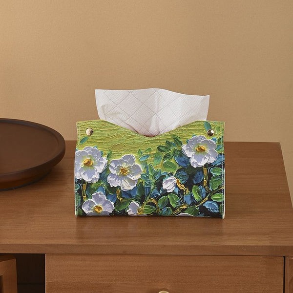Pu Leather Floral Tisssue Box