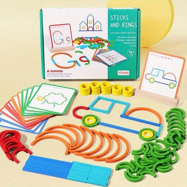 Sticks and Rings Wooden Educational Puzzle Game