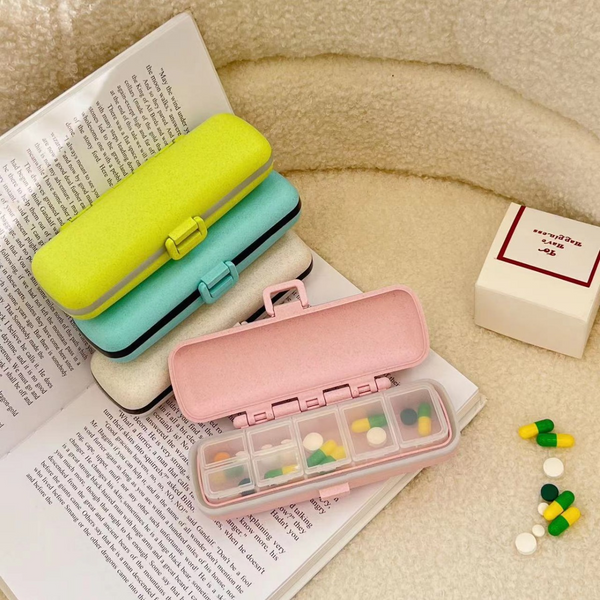 Wheat Straw Seven Grid Small Medicine Box