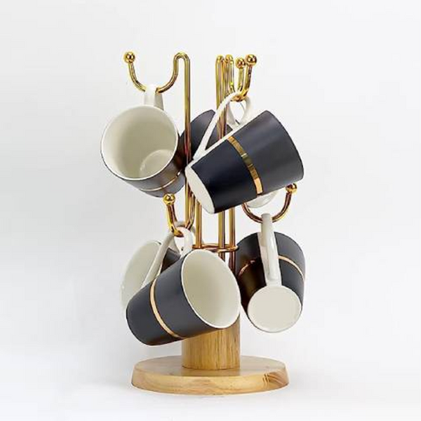 Wooden Base Golden Cup Tree Holder Stand